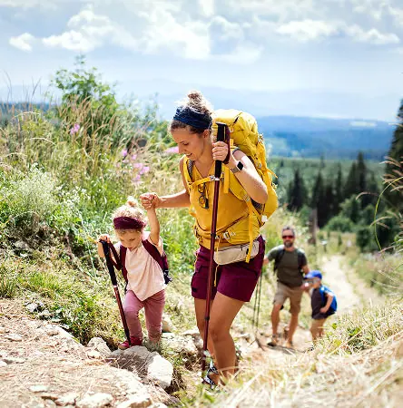 A family hiking outside Austin